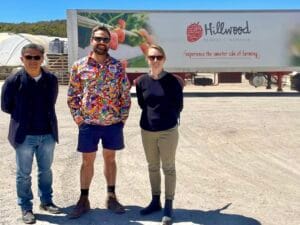 Traceability project collaboration Left to right CL Goh, CEO Natural Trace, Simon Dornauf Managing Director Hillwood Berries, Kirsty Hall Head of Marketing and Compliance Natural Trace.